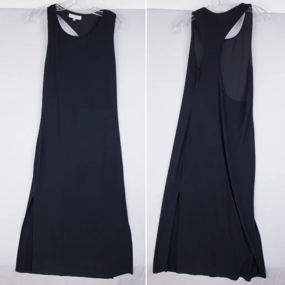 Anthropologie Bellevue the Label Cut Out Maxi Dress Black size M Stretch - Picture 4 of 13